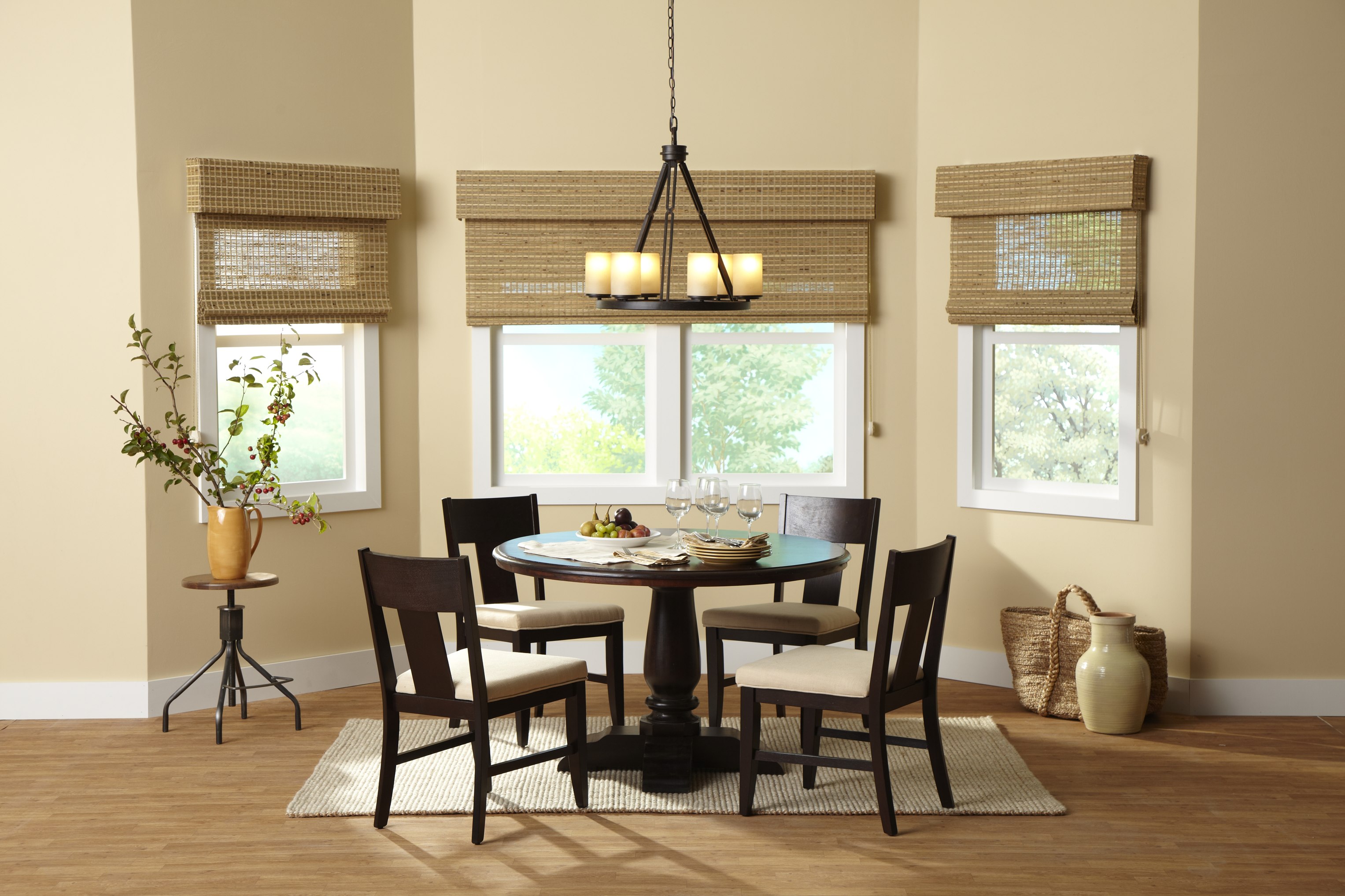 Woven Wood Blinds In Dining Room