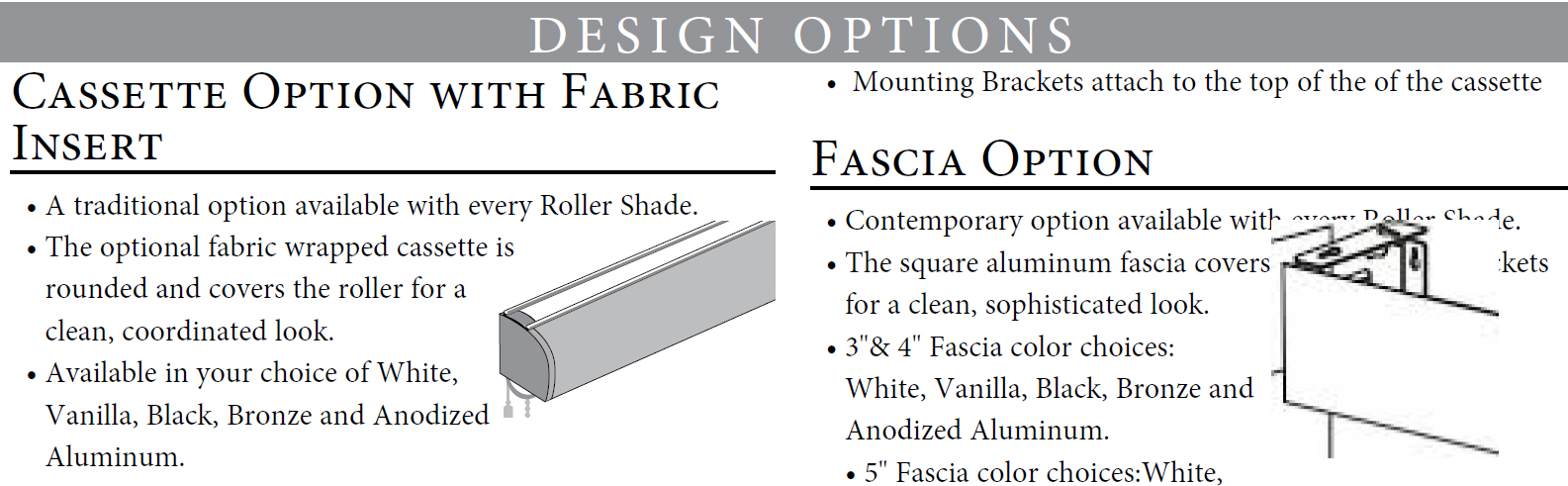 Casstte design options roller shades by Oxford House