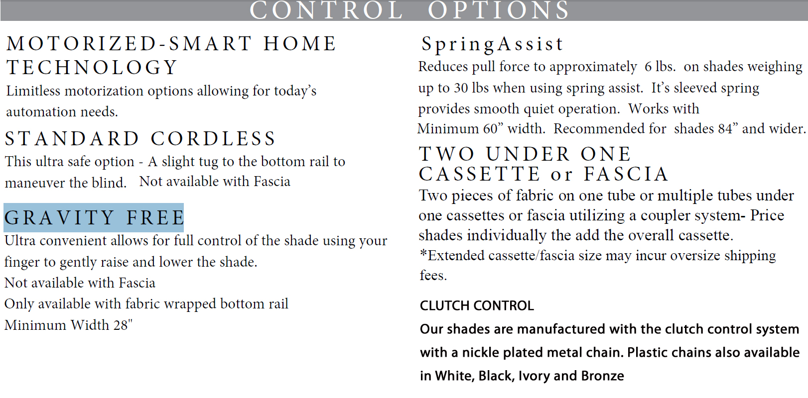 Oxford House Roller Control options