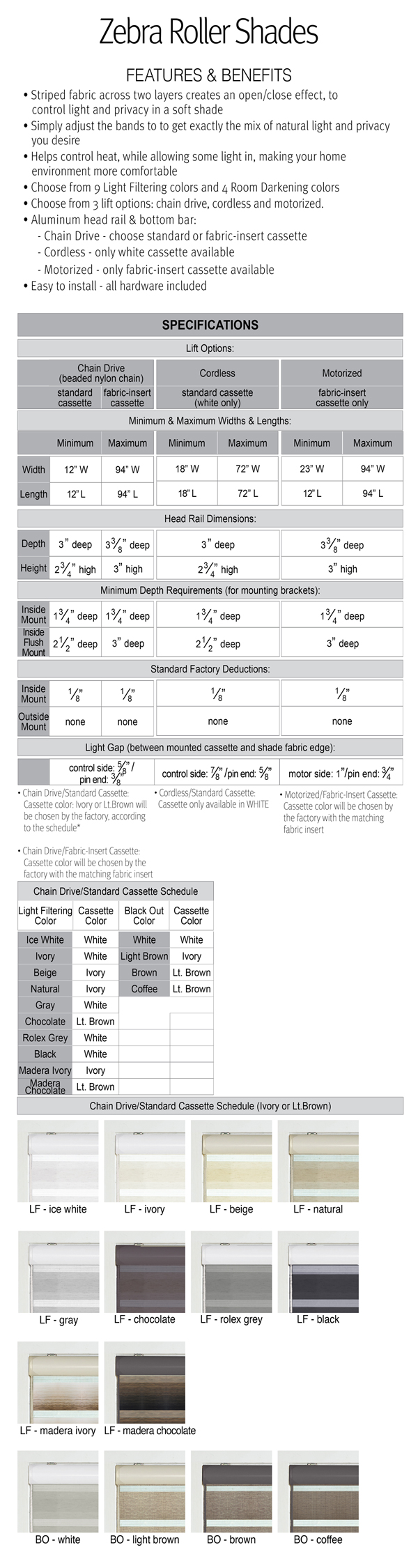 Zebra shade info