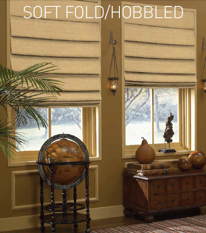 Hobbled roman shade
