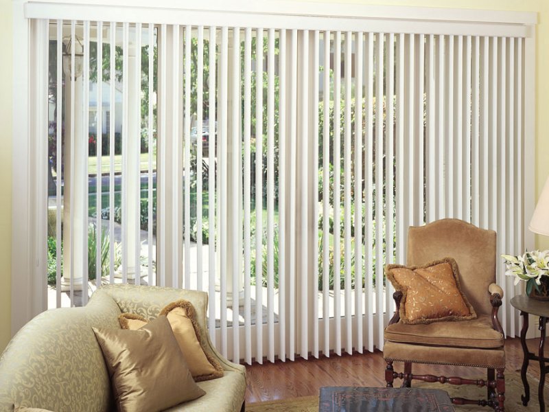 ValenciaVinyl vertical blinds with all washable vinyl texture.