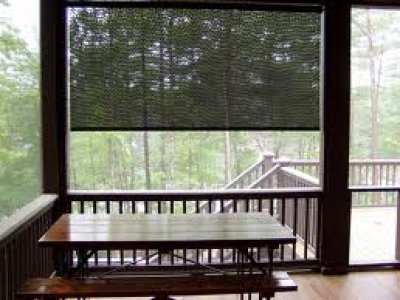 Bali Blinds style Shoji Exterior Solar Roller Shades are a diamond shaped texture fabric roller shade.