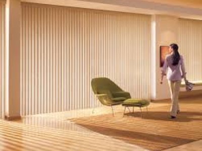 Cozumel by Mariak  Vinyl vertical blinds with all washable vinyl texture.