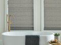 Bali Roman with Natural Weave Stripe Flat Roman with room darkening liner